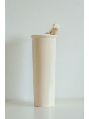 Cream colour handmade vase with bird details