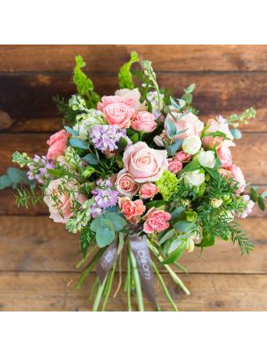 Pink Bouquet of roses, spray roses, stock