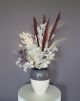 Dried Arrangement with feather grass, bunny tails, red eucalyptus. 